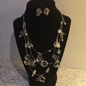 Chico's Silver and Gold Multi-Layer Necklace